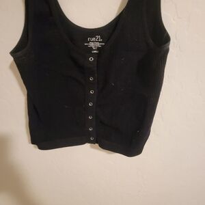 Rue21 Black Buttoned Crop Tank Top